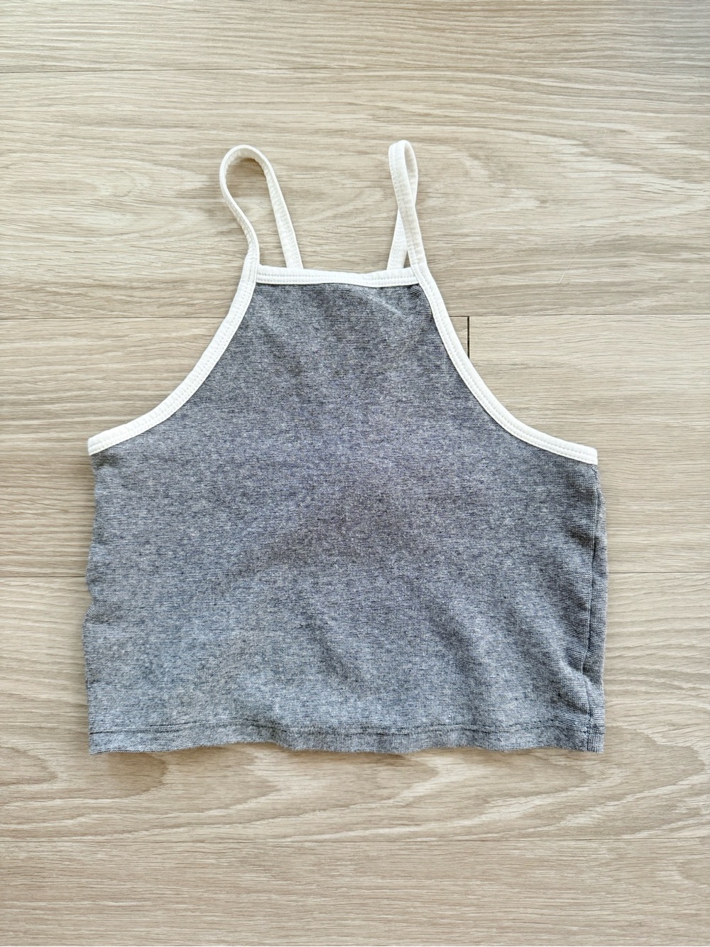 Zara Gray Crop Top with White Trim